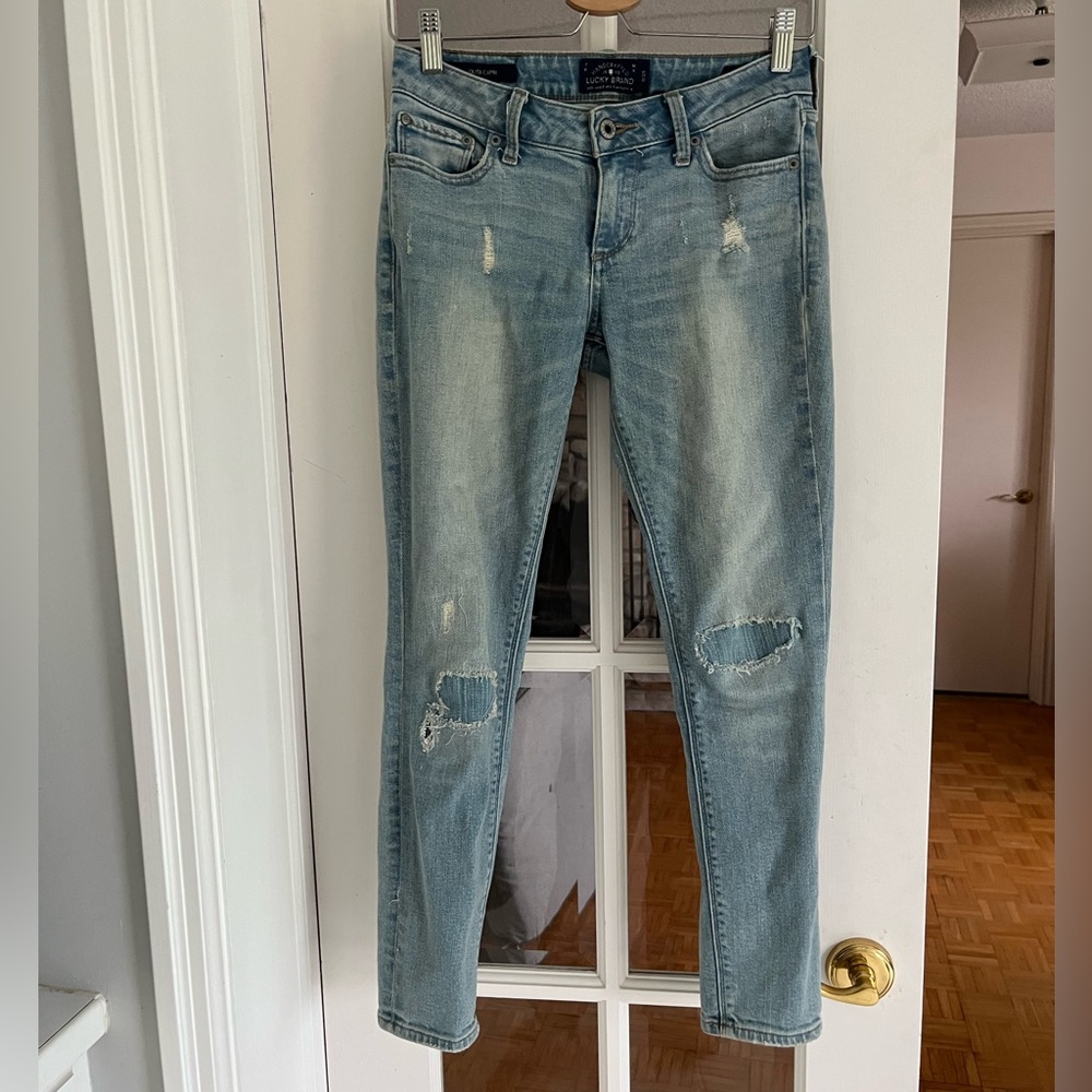 Lucky Brand Blue Skinny Jeans with Distressed Details -25